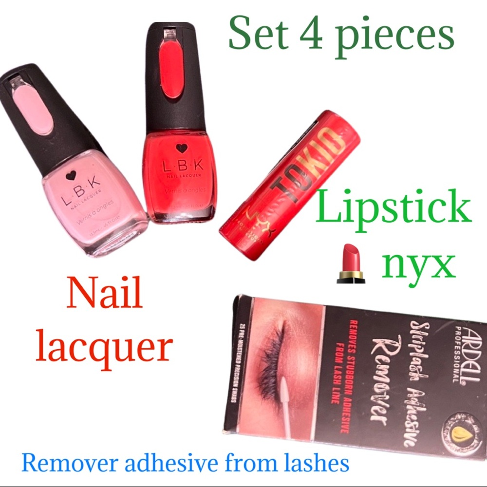 New 4 pc lbk nail lacquer Kylie & regal Rena NKX LIP STICK REBEL RED & ARDELL